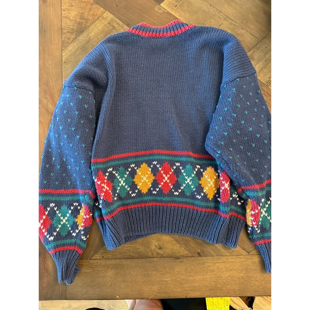 Vintage‎ 62 East Women Cardigan Sweater Size L Blue Preppy Red Accent - Picture 2 of 5